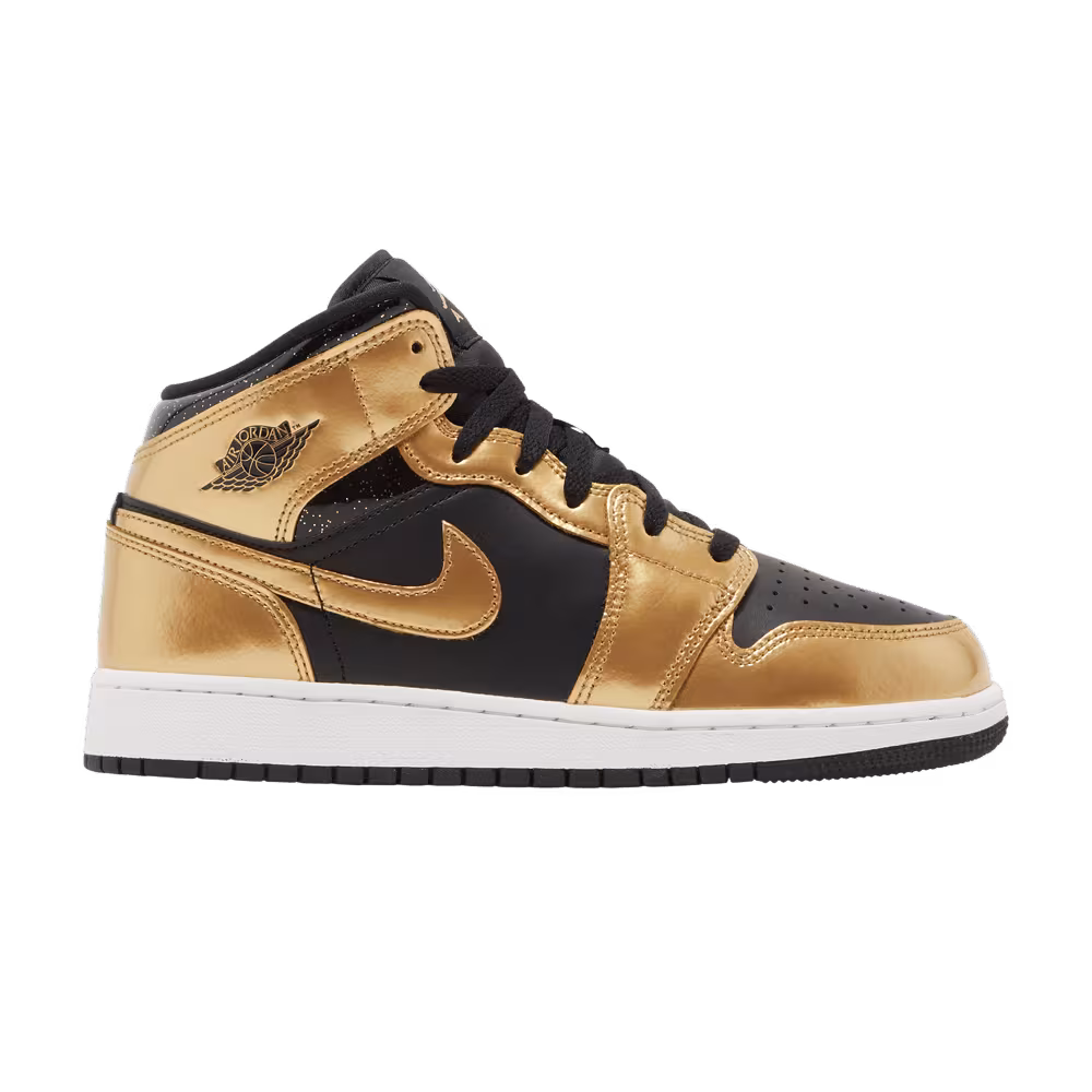 Air Jordan 1 Mid SE GS Metallic Gold Black