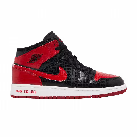 Air Jordan 1 Mid SS GS 'Black + Red = Bred'