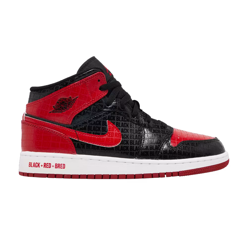 Air Jordan 1 Mid SS GS Black + Red = Bred
