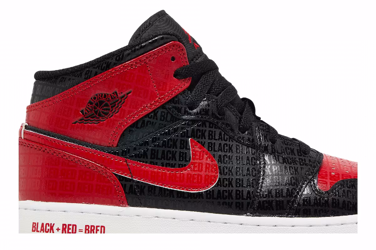 Air Jordan 1 Mid SS GS Black + Red = Bred, view 3