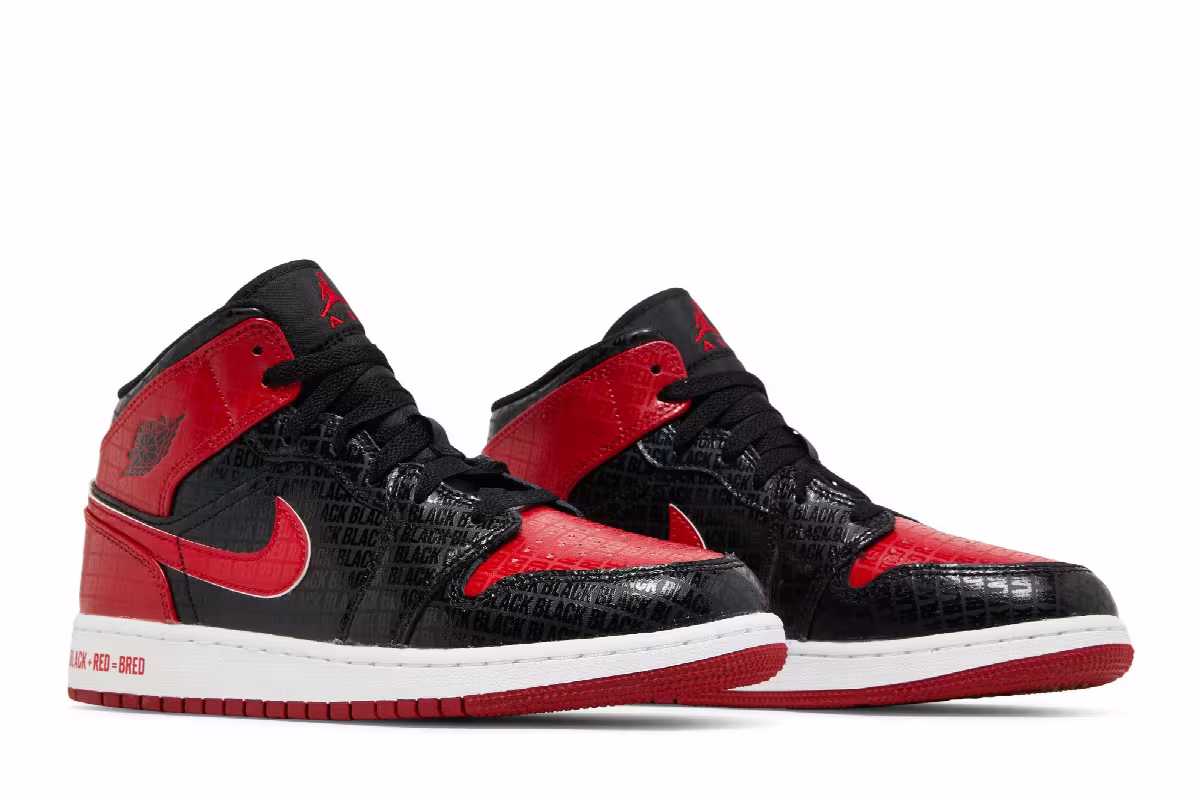 Air Jordan 1 Mid SS GS Black + Red = Bred, view 9