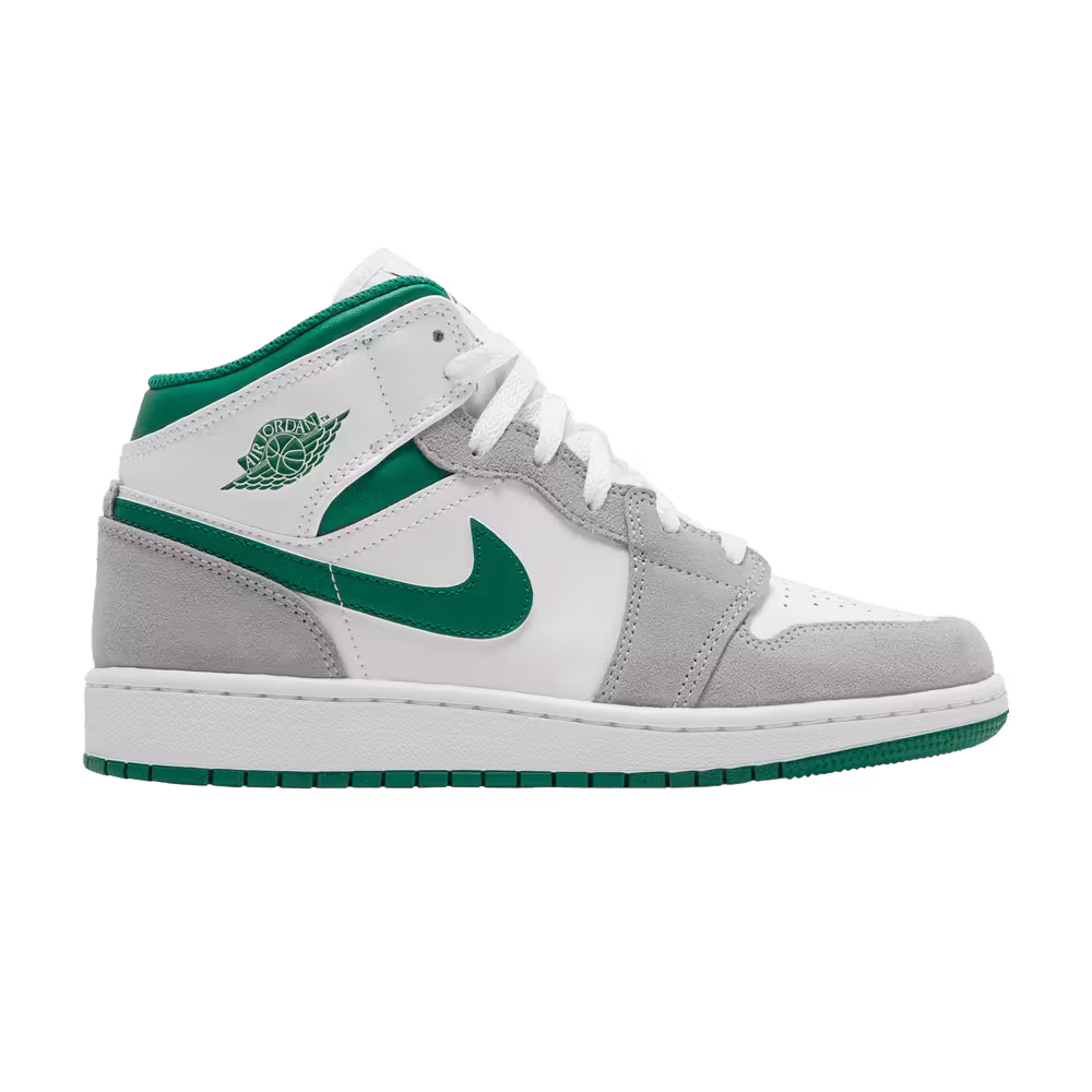 Air Jordan 1 Mid SE GS Grey Pine Green