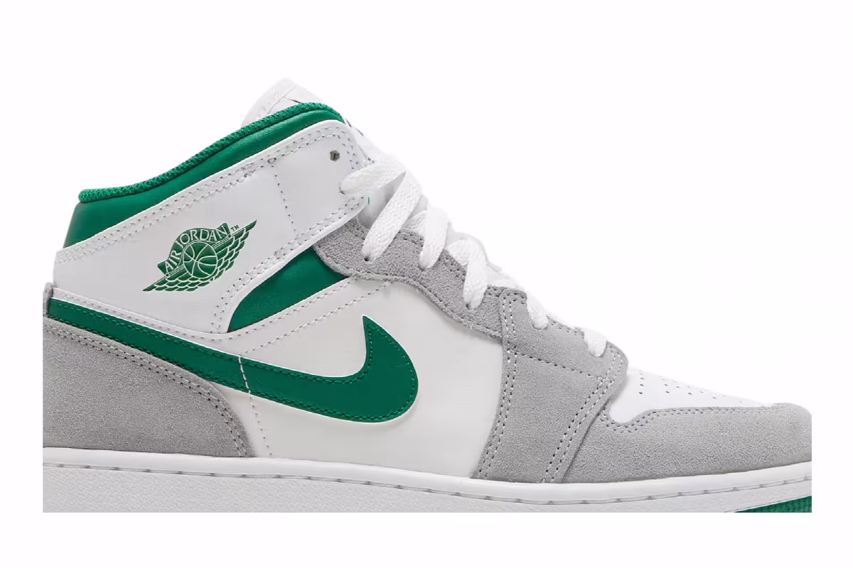 Air Jordan 1 Mid SE GS Grey Pine Green, view 3