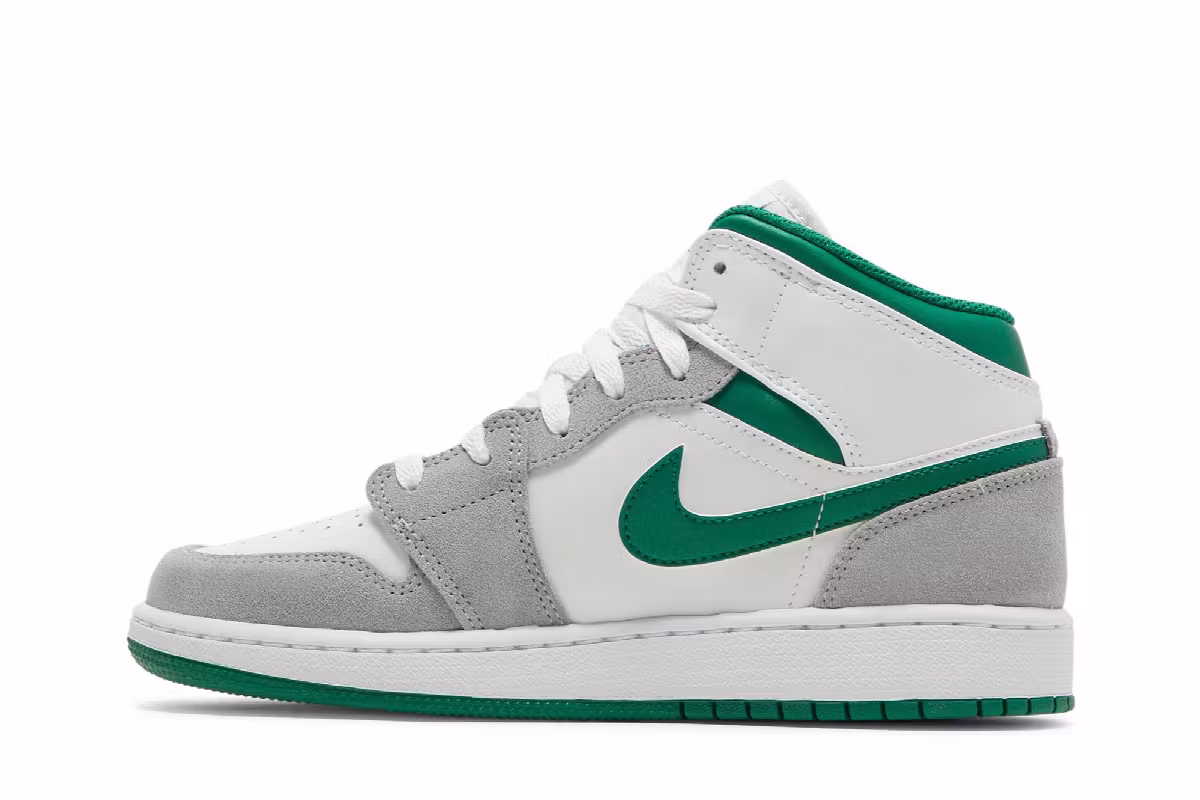 Air Jordan 1 Mid SE GS Grey Pine Green, view 4