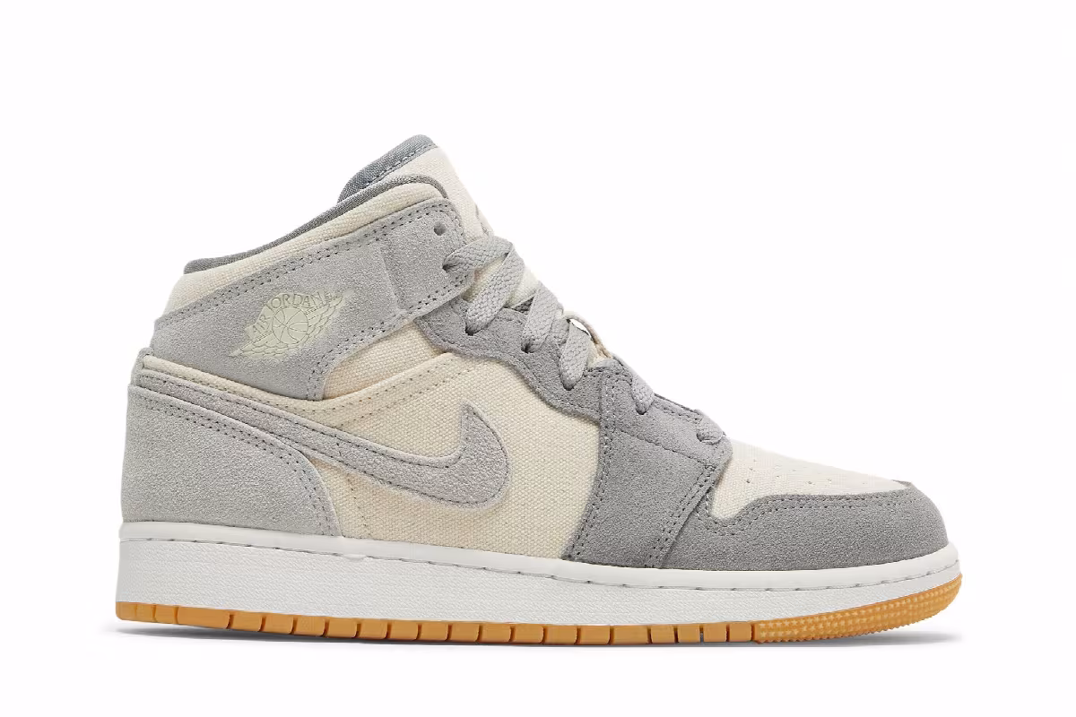 Air Jordan 1 Mid SE GS Coconut Milk Particle Grey, view 2