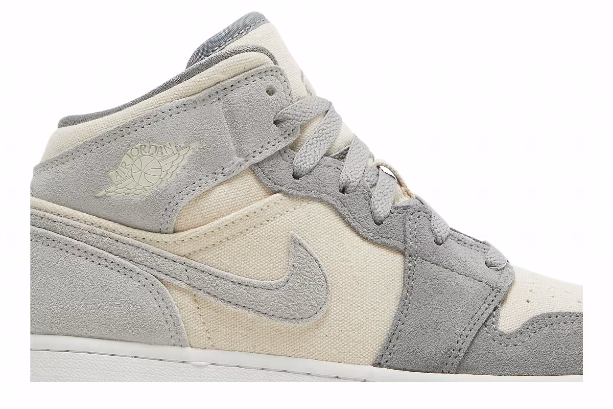 Air Jordan 1 Mid SE GS Coconut Milk Particle Grey, view 3