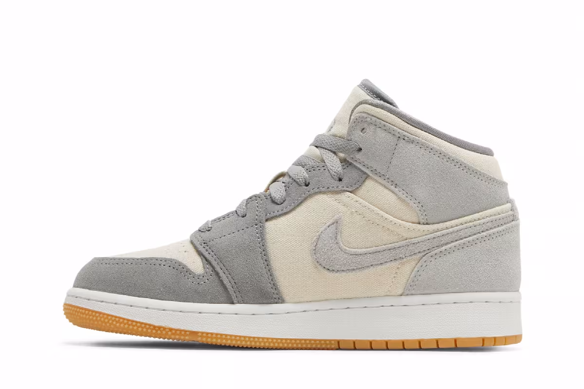 Air Jordan 1 Mid SE GS Coconut Milk Particle Grey, view 4