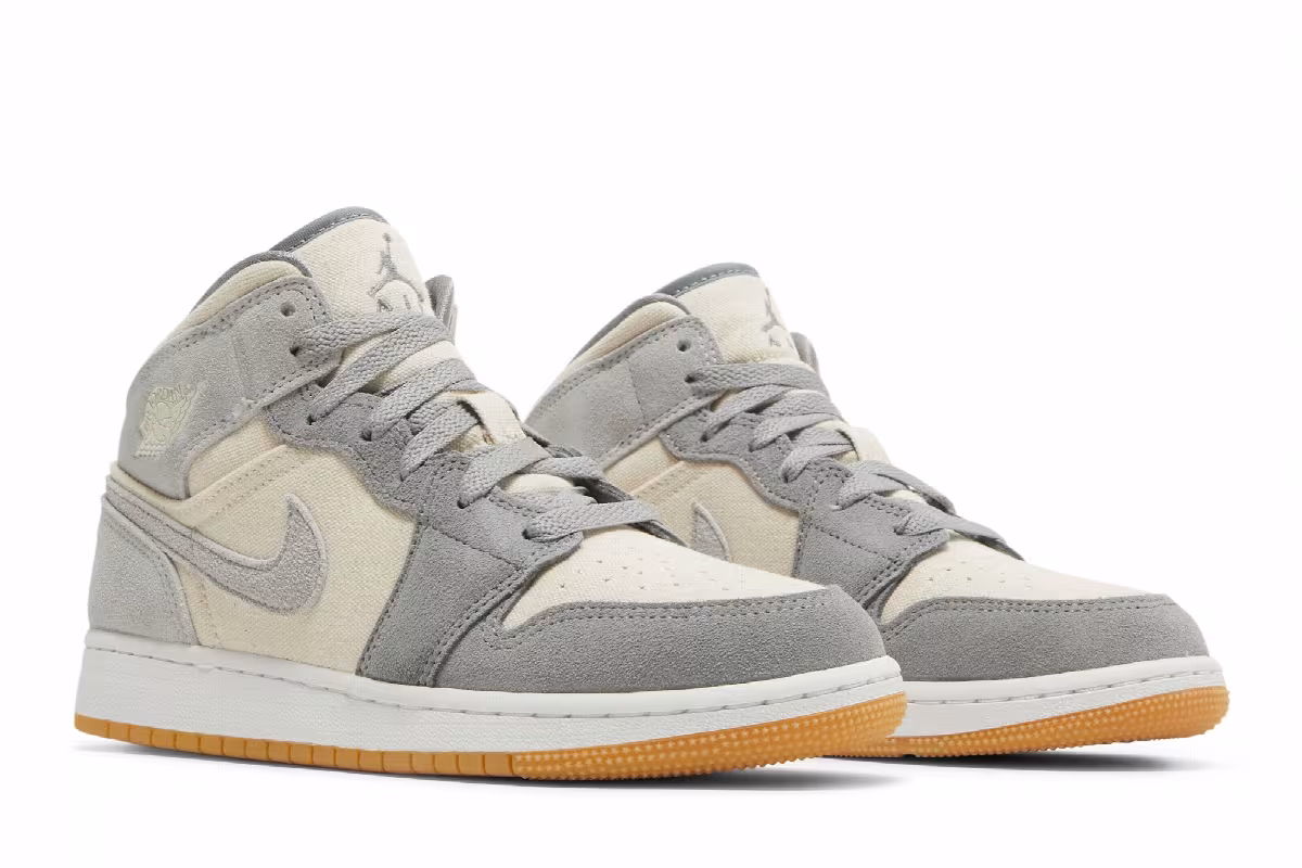 Air Jordan 1 Mid SE GS Coconut Milk Particle Grey, view 9