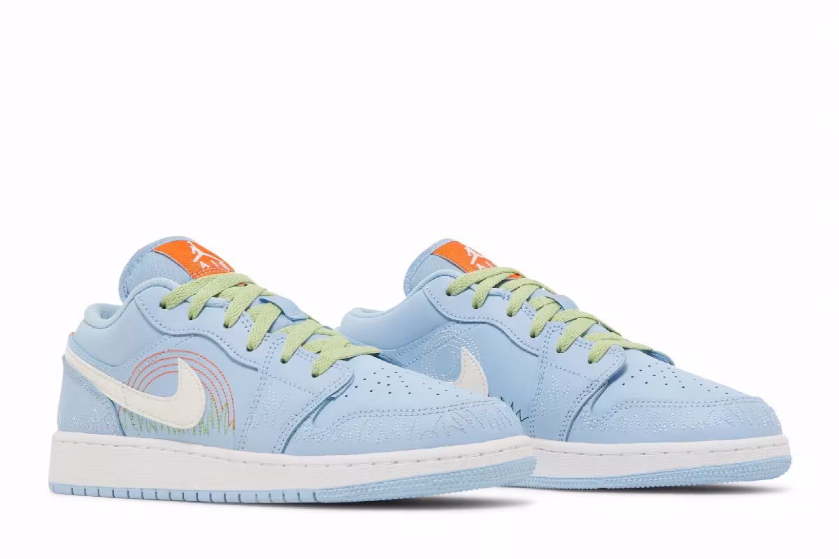 Air Jordan 1 Low SE GS Blue Stitch, view 9