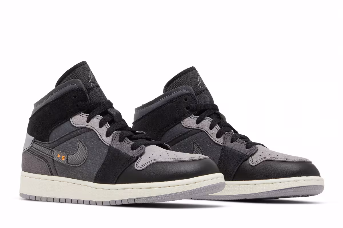 Air Jordan 1 Mid SE Craft GS Inside Out - Black, view 9