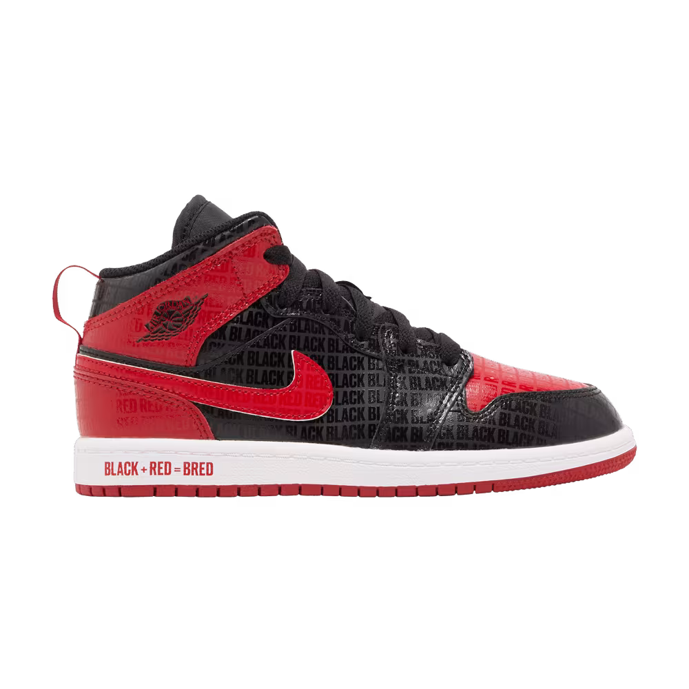 Air Jordan 1 Mid SS PS Black + Red = Bred