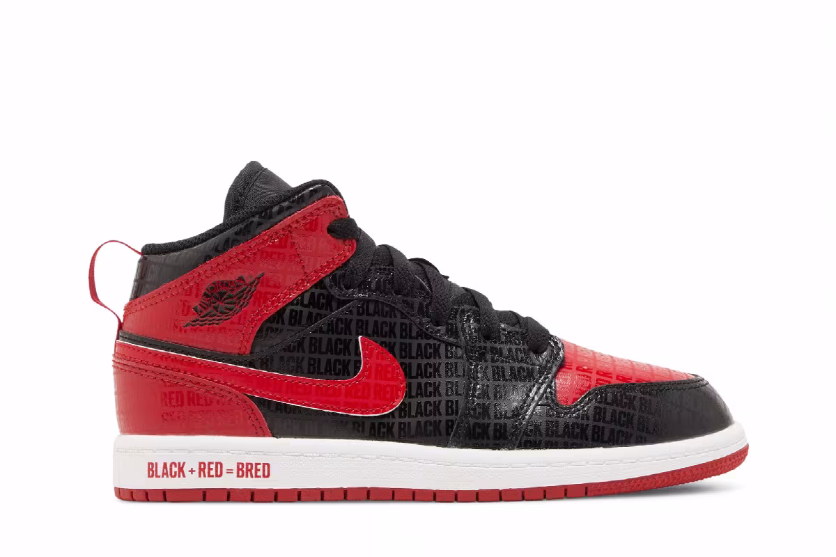 Air Jordan 1 Mid SS PS Black + Red = Bred, view 2