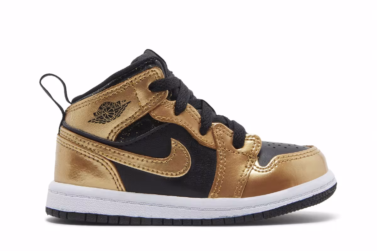 Air Jordan 1 Mid SE TD Metallic Gold Black, view 2