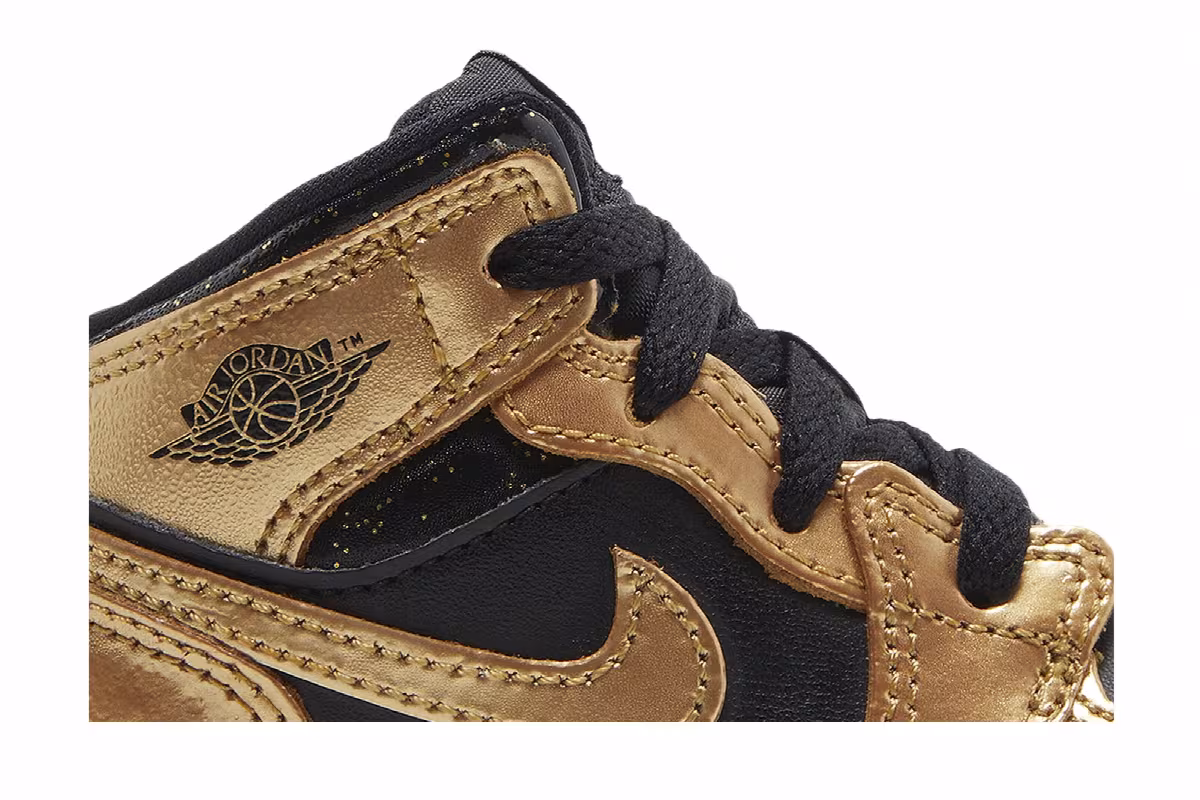Air Jordan 1 Mid SE TD Metallic Gold Black, view 3