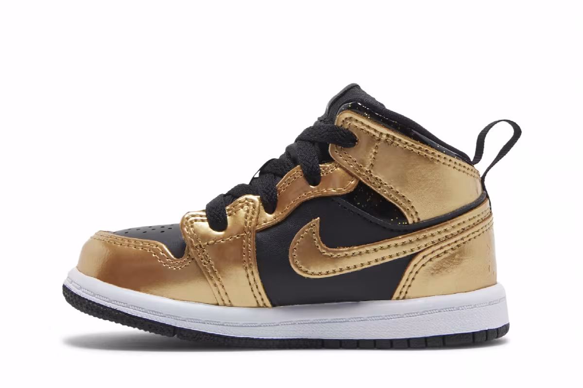 Air Jordan 1 Mid SE TD Metallic Gold Black, view 4