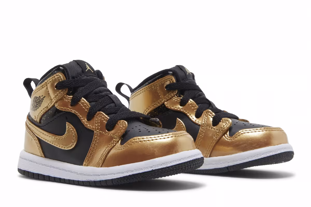 Air Jordan 1 Mid SE TD Metallic Gold Black, view 9