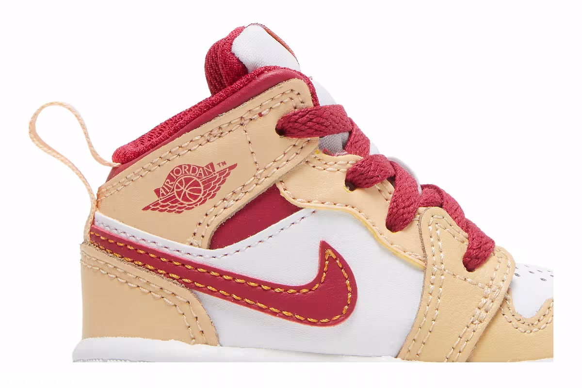 Air Jordan 1 Mid TD Light Curry Cardinal Red, view 3