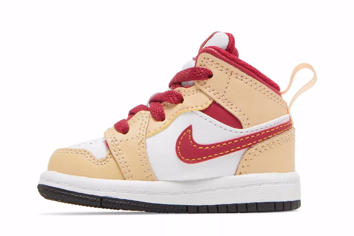 Air Jordan 1 Mid TD Light Curry Cardinal Red, view 4