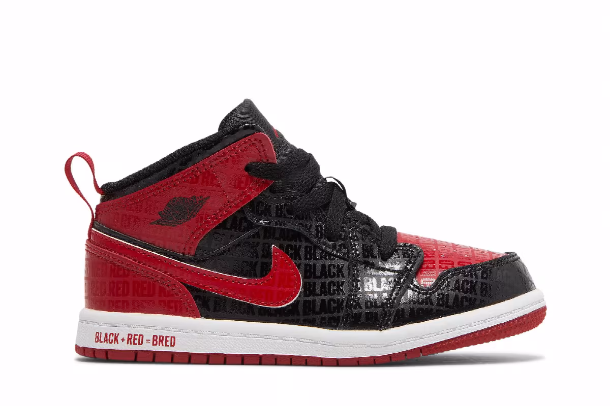 Air Jordan 1 Mid SS TD Black + Red = Bred, view 2
