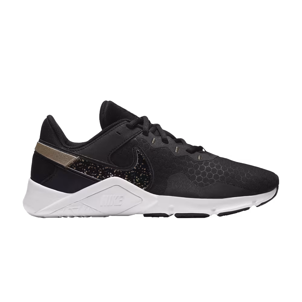Nike Women's Legend Essential 2 Premium Black Metallic Gold Grain