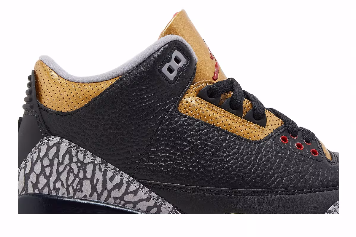 Women's Air Jordan 3 Black Gold, view 3