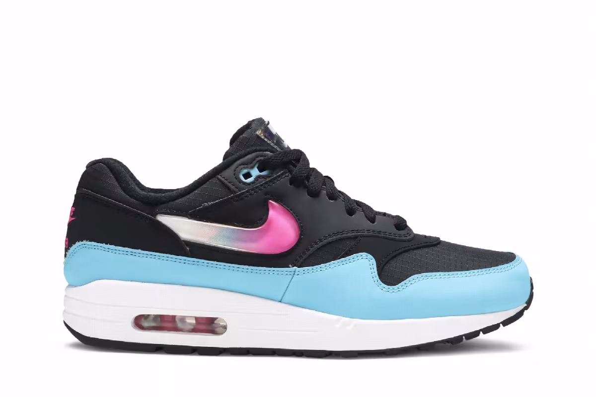 Nike Air Max 1 Jewel Swoosh - Black Blue Furry, view 2