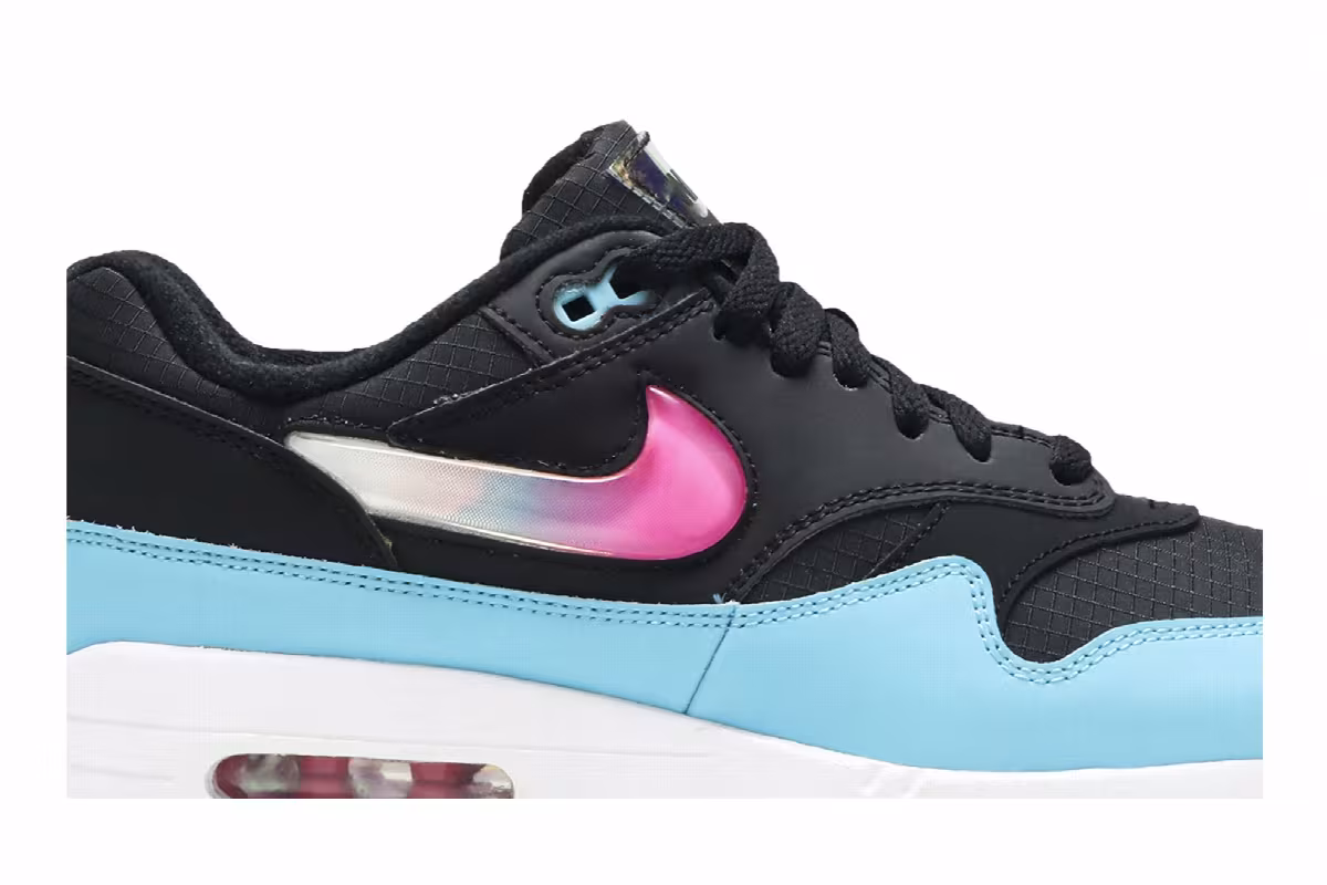 Nike Air Max 1 Jewel Swoosh - Black Blue Furry, view 3