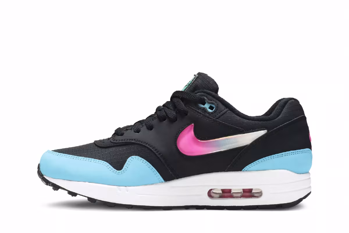Nike Air Max 1 Jewel Swoosh - Black Blue Furry, view 4