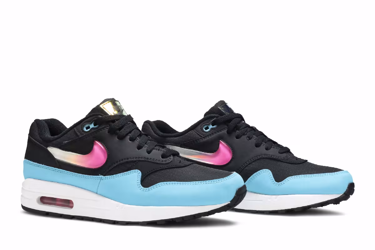 Nike Air Max 1 Jewel Swoosh - Black Blue Furry, view 9