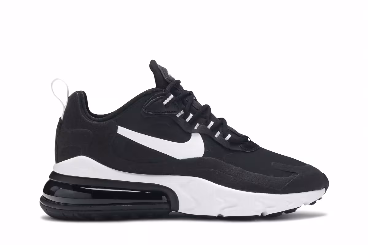 Nike Women's Air Max 270 React Black White, view 2