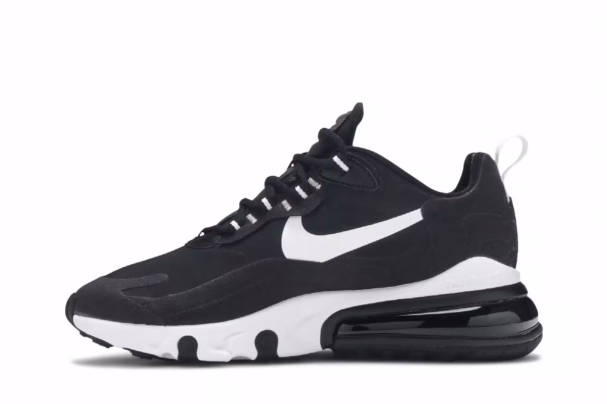 Nike Women's Air Max 270 React Black White, view 4