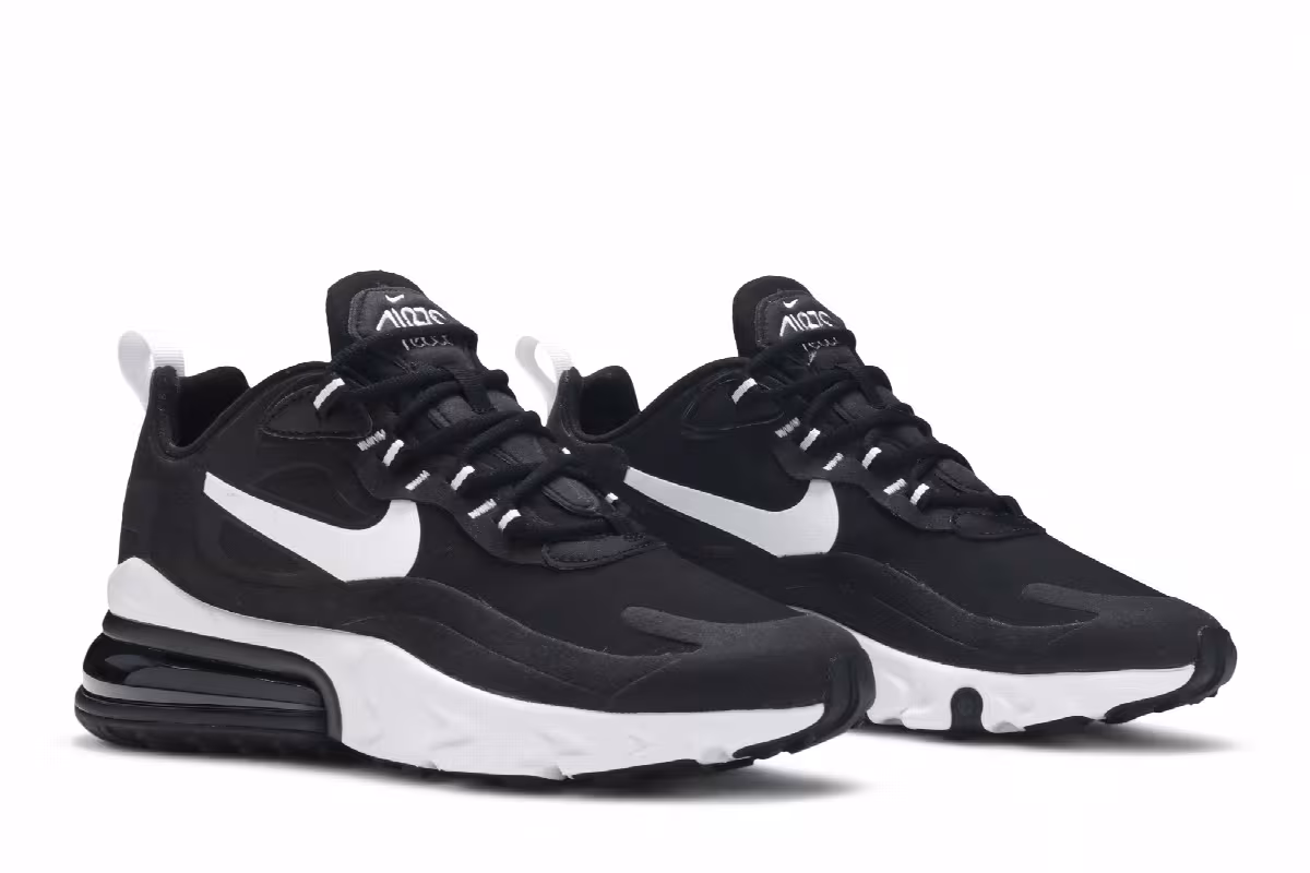 Nike Women's Air Max 270 React Black White, view 9