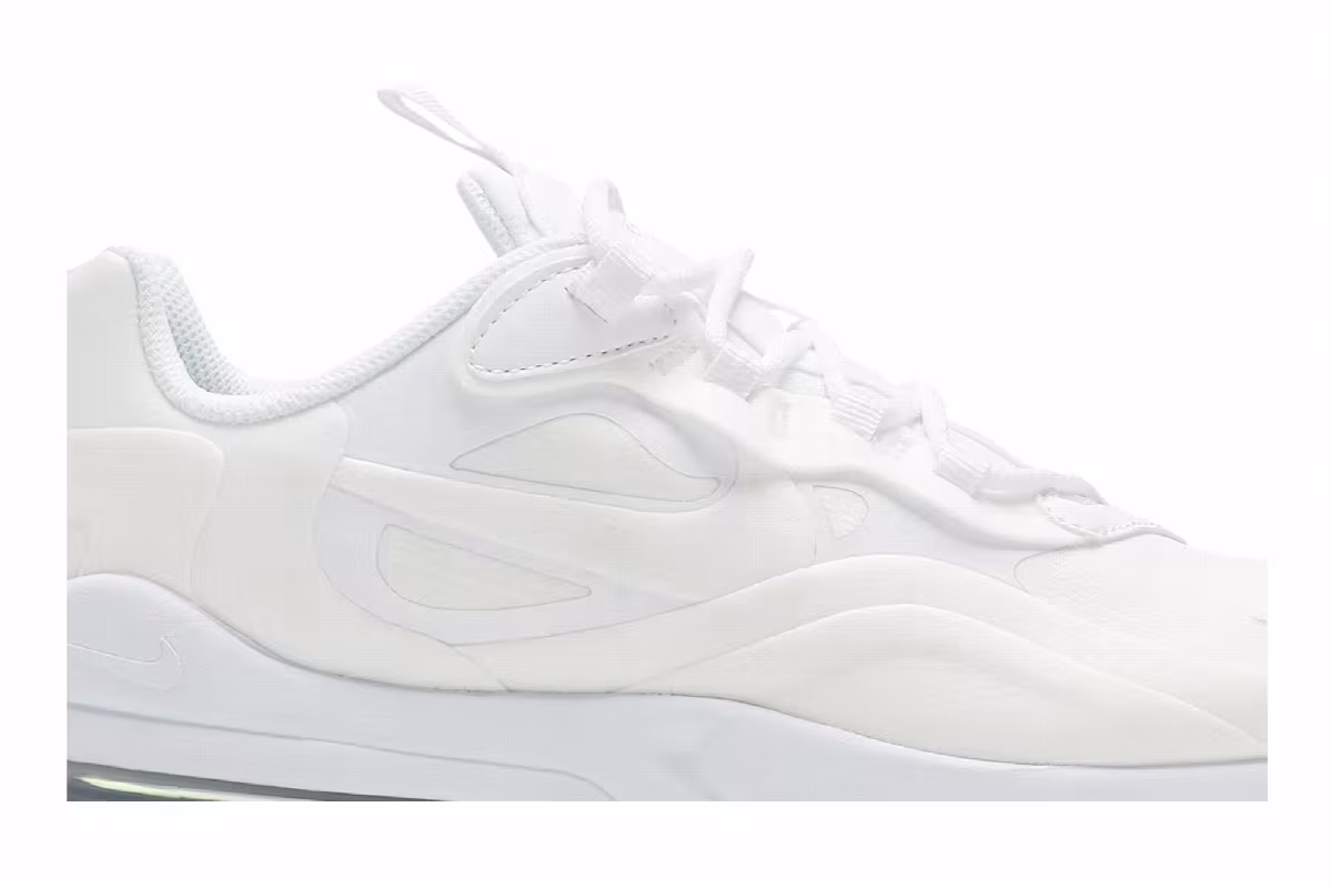 Nike Air Max 270 React GS Triple White, view 3
