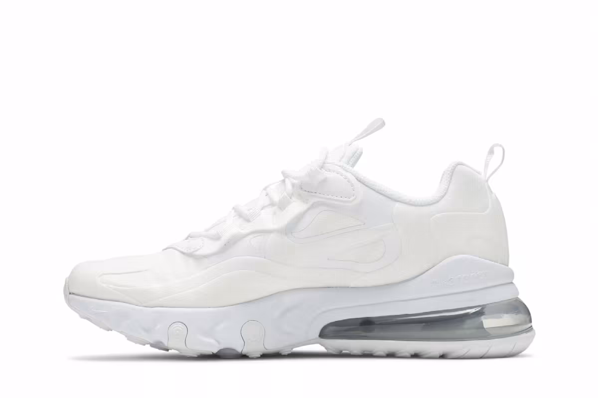 Nike Air Max 270 React GS Triple White, view 4