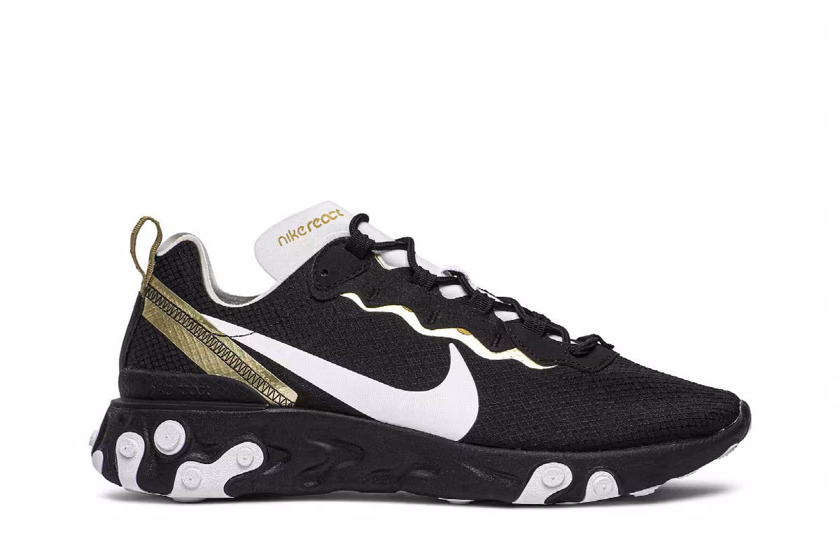 Nike React Element 55 SE Black Metallic Gold, view 2