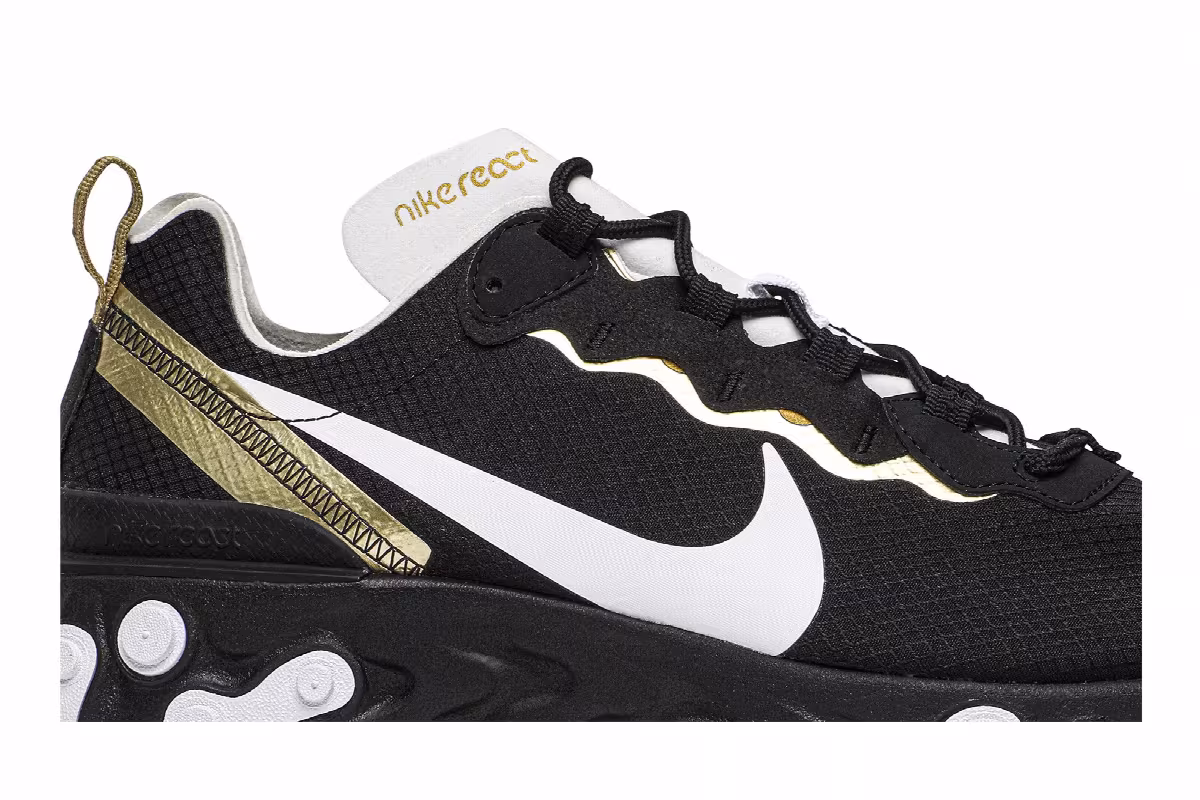 Nike React Element 55 SE Black Metallic Gold, view 3