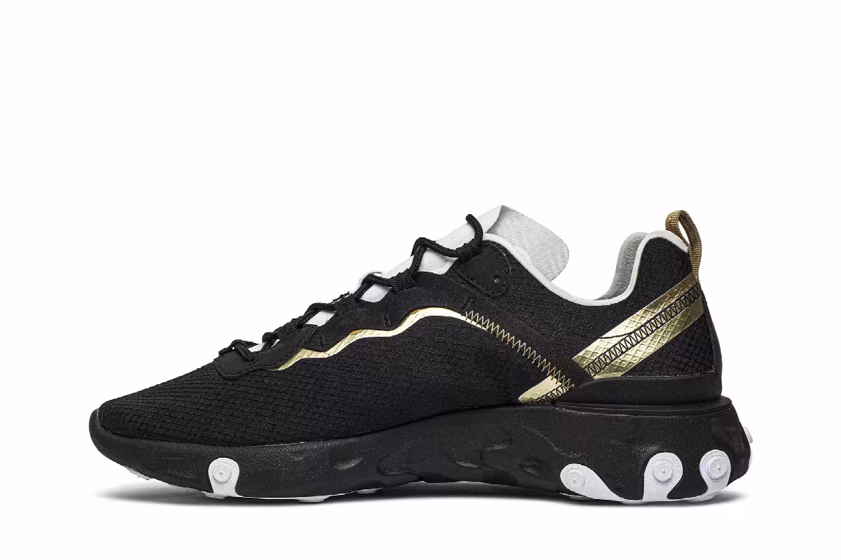 Nike React Element 55 SE Black Metallic Gold, view 4