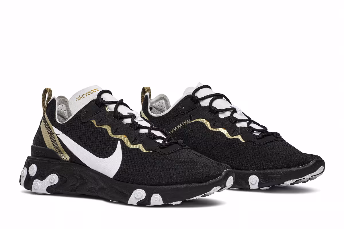 Nike React Element 55 SE Black Metallic Gold, view 9