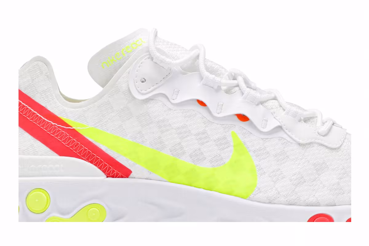 Nike React Element 55 Checkered White Crimson Volt, view 3