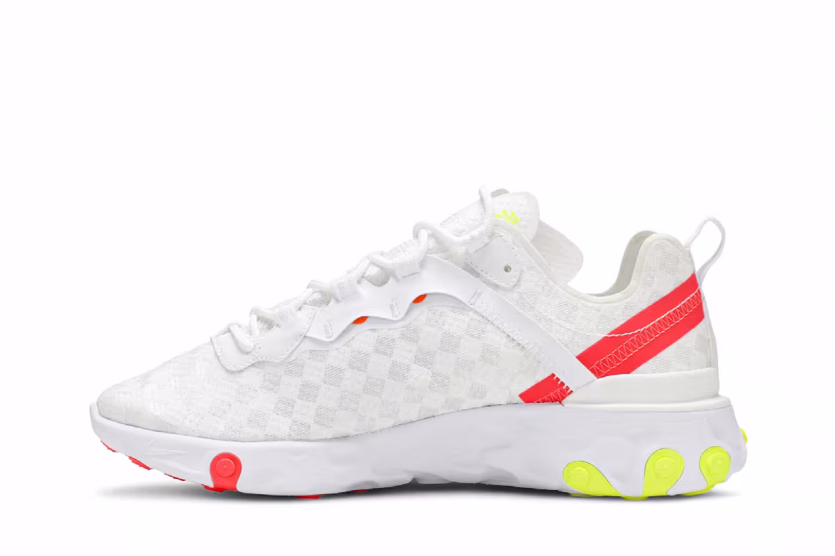 Nike React Element 55 Checkered White Crimson Volt, view 4