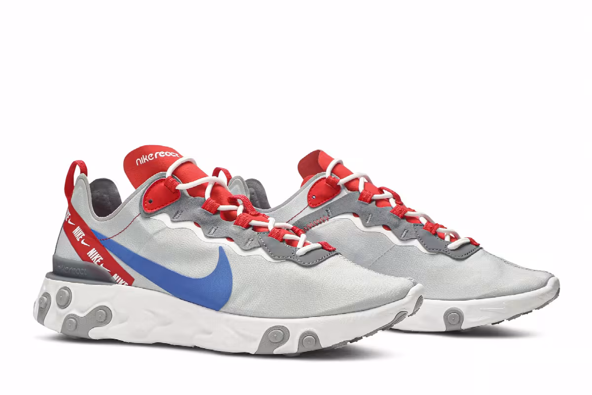 Nike React Element 55 Grey Royal Red, view 9