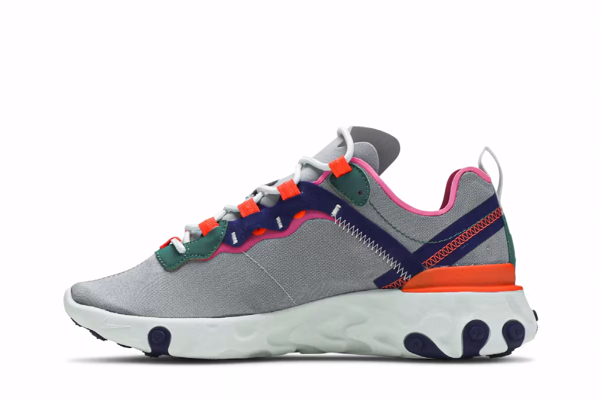 Nike Women's React Element 55 Wolf Grey Fuchsia, view 4