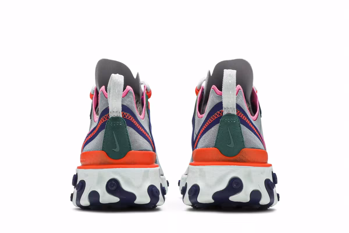Nike Women's React Element 55 Wolf Grey Fuchsia, view 7