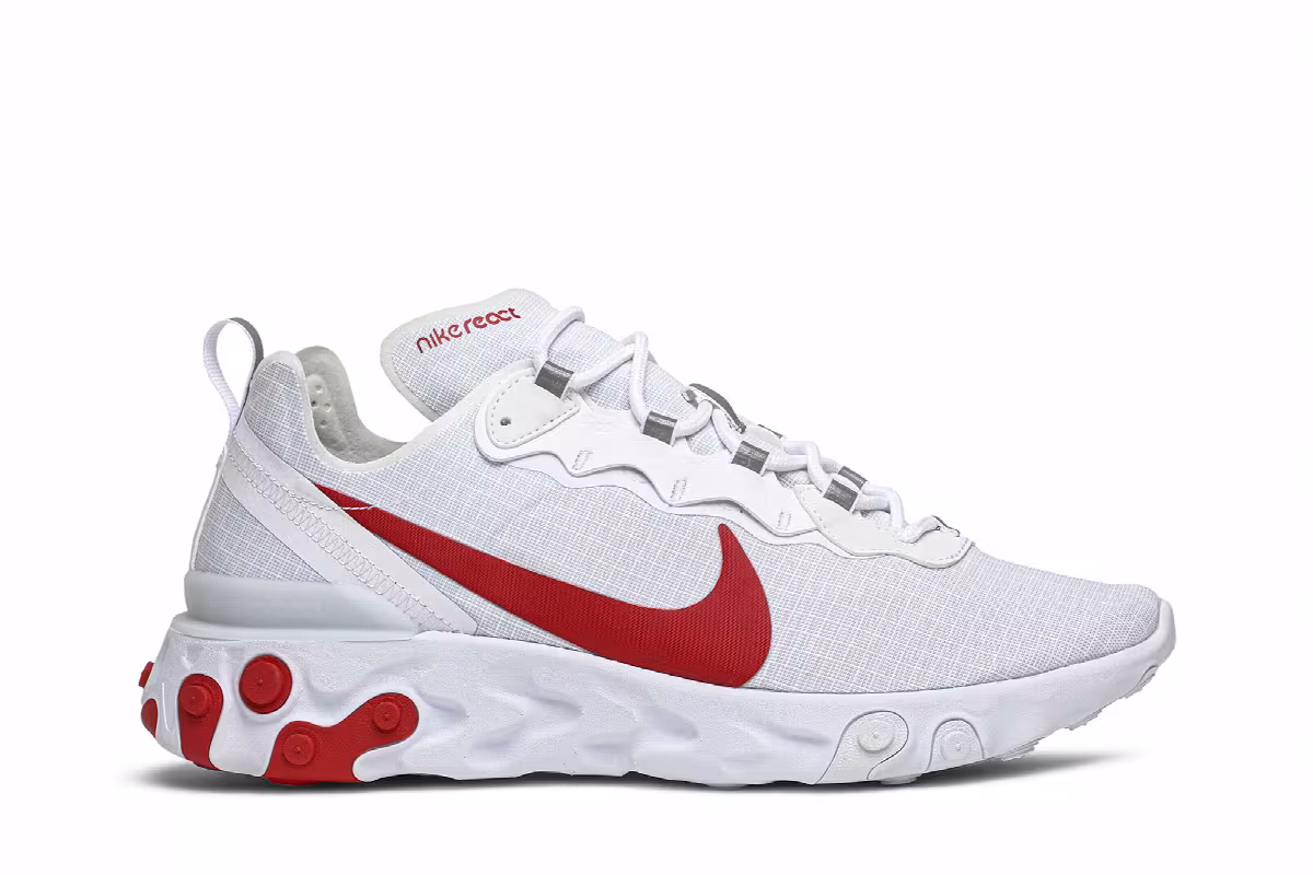 Nike React Element 55 White University Red, view 2