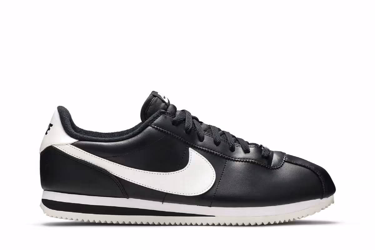 Nike Cortez Basic Leather Black White, view 2