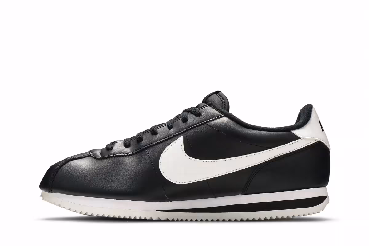 Nike Cortez Basic Leather Black White, view 4