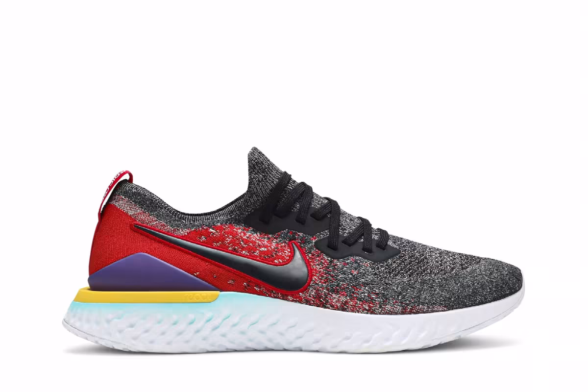 Nike Epic React Flyknit 2 Black University Red, view 2