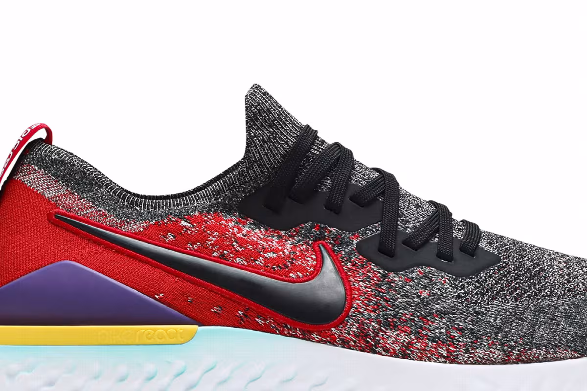 Nike Epic React Flyknit 2 Black University Red, view 3