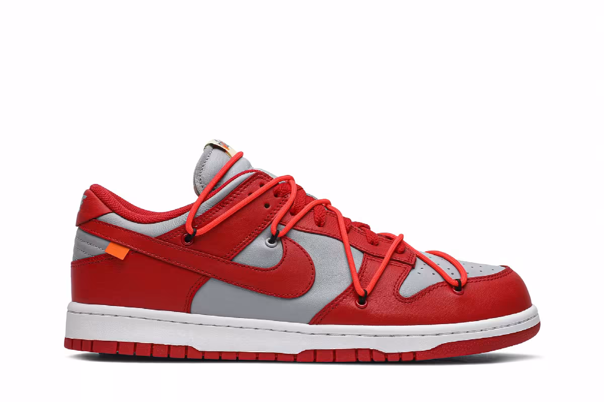 Off-White x Nike Dunk Low University Red, view 2