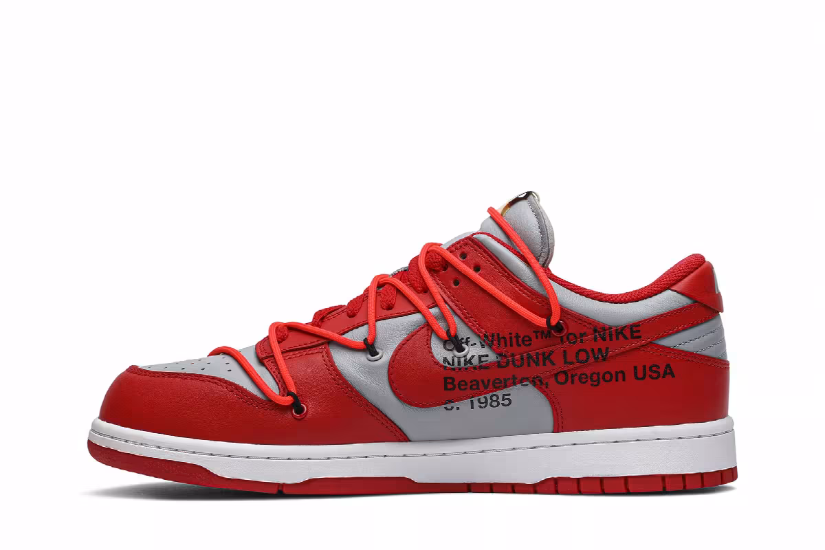 Off-White x Nike Dunk Low University Red, view 4